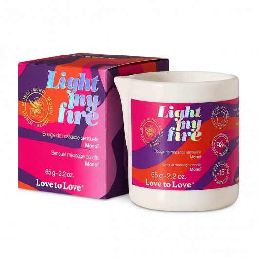Массажная свеча Light My Fire с ароматом моной - 80 мл. - Love to Love - купить с доставкой в Грозном