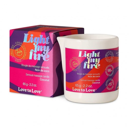 Массажная свеча Light My Fire Coconut с ароматом кокоса - 65 гр. - Love to Love - купить с доставкой в Грозном