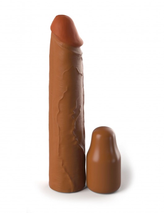 Коричневая насадка на член 2  Silicone X-tension - 20,3 см. - Pipedream - в Грозном купить с доставкой