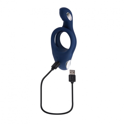 Синее эрекционное виброкольцо с двойным подхватом мошонки Ring Around The Rosy - Zero Tolerance - в Грозном купить с доставкой