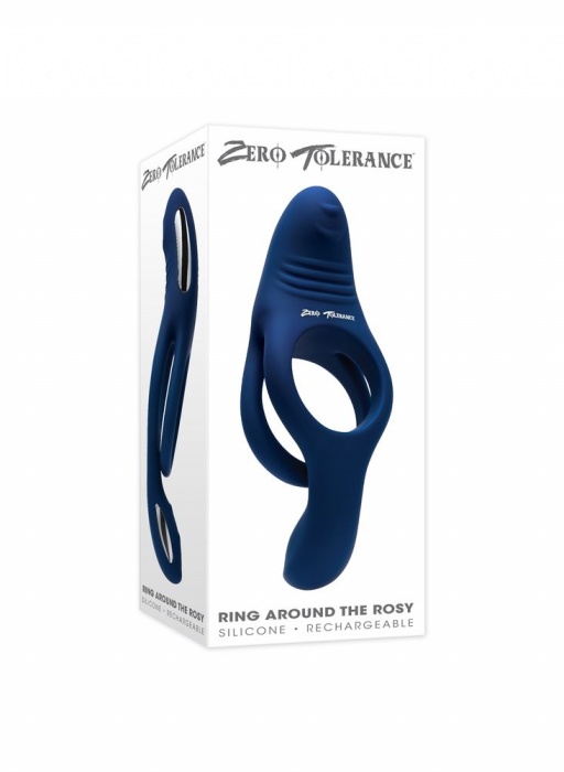 Синее эрекционное виброкольцо с двойным подхватом мошонки Ring Around The Rosy - Zero Tolerance - в Грозном купить с доставкой