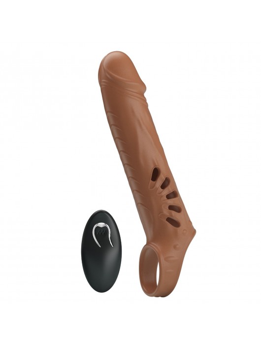 Коричневая вибронасадка с подхватом мошонки и пультом ДУ - Baile - в Грозном купить с доставкой