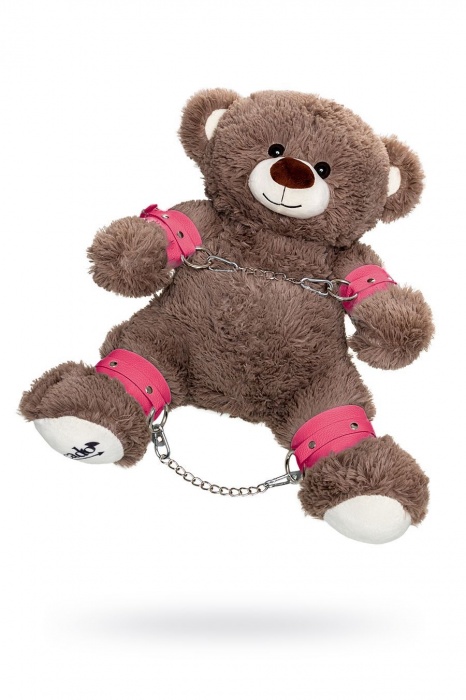 Бондажный набор: бурый мишка с розовыми оковами и наручниками - Pecado - купить с доставкой в Грозном