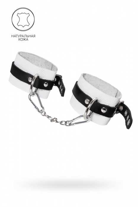 Бело-черные мягкие оковы с одним ремешком и люверсами - Pecado - купить с доставкой в Грозном
