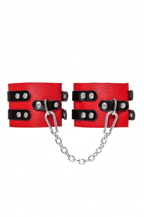 Красно-черные мягкие оковы с двумя ремешками с люверсами - Pecado - купить с доставкой в Грозном