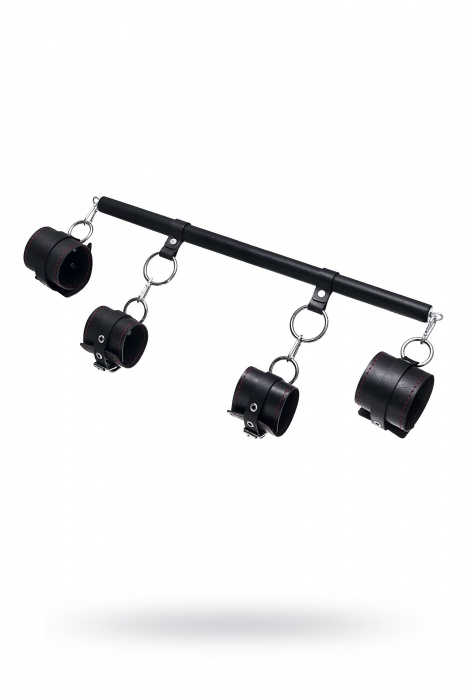 Черная распорка с 4 манжетами для рук и ног - Pecado - купить с доставкой в Грозном