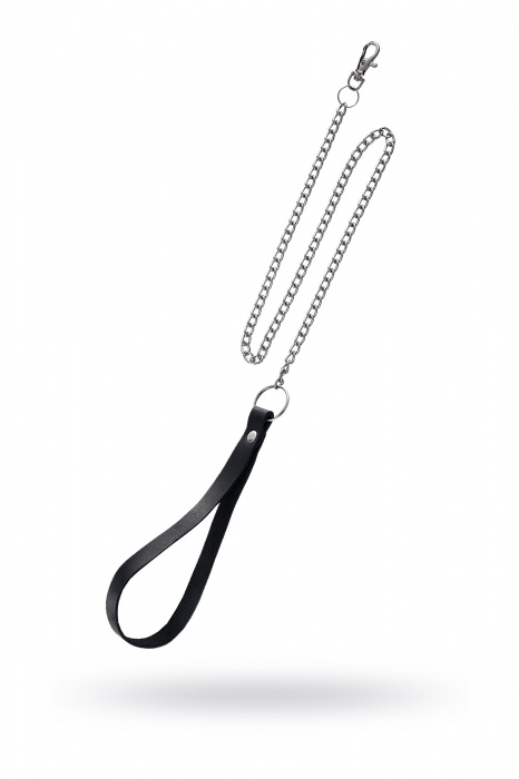 Поводок с ручкой из черной натуральной кожи и карабином для ошейника - Pecado - купить с доставкой в Грозном