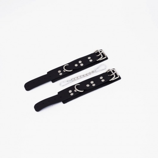 Черные кожаные наручники с регулируемыми ремешками - Crazy Handmade - купить с доставкой в Грозном