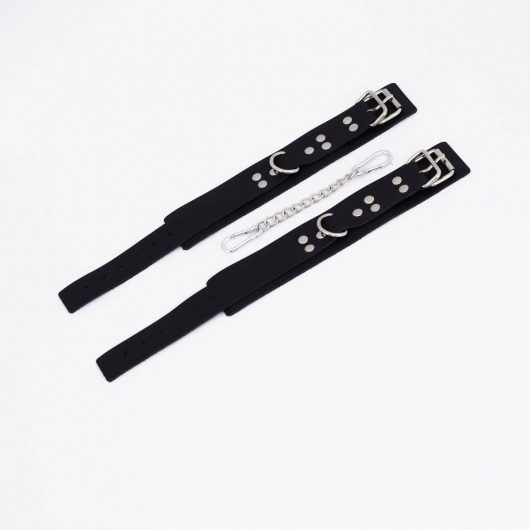 Черные кожаные оковы с регулируемыми ремешками - Crazy Handmade - купить с доставкой в Грозном