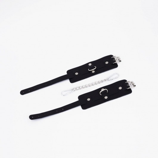 Черные кожаные оковы с хромированной фурнитурой - Crazy Handmade - купить с доставкой в Грозном