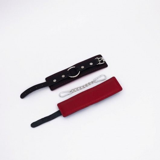 Черно-красные кожаные наручники - Crazy Handmade - купить с доставкой в Грозном