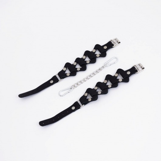 Черные кожаные оковы из звеньев - Crazy Handmade - купить с доставкой в Грозном