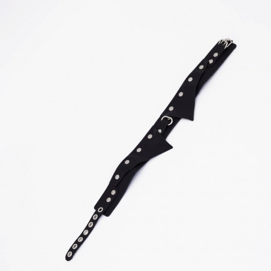 Черный однослойный кожаный ошейник с имитацией воротничка - Crazy Handmade - купить с доставкой в Грозном