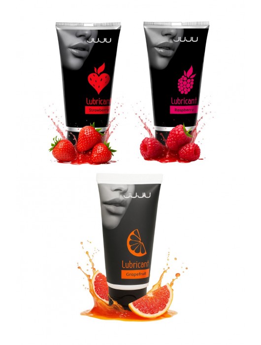 Набор из 3 съедобных лубрикантов JUJU (клубника, малина, грейпфрут) - JuJu - купить с доставкой в Грозном