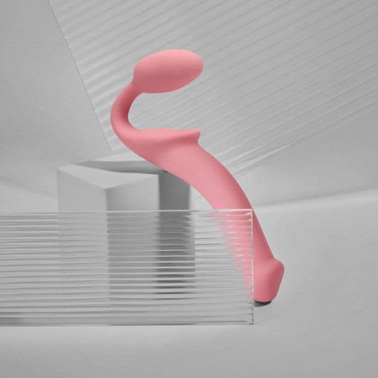 Розовый безремневой страпон Strap-on-me Semi-Realistic Bendable Strap-On size S - Strap-on-me - купить с доставкой в Грозном