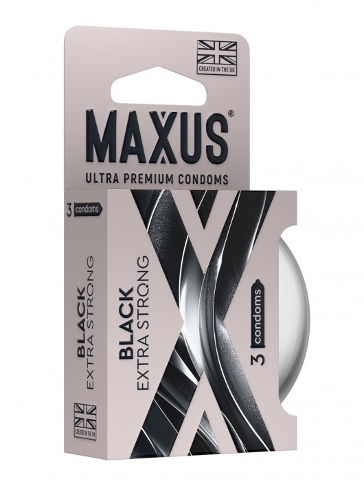 Черные утолщенные презервативы MAXUS Extra Strong с железным кейсом - 3 шт. - Maxus - купить с доставкой в Грозном
