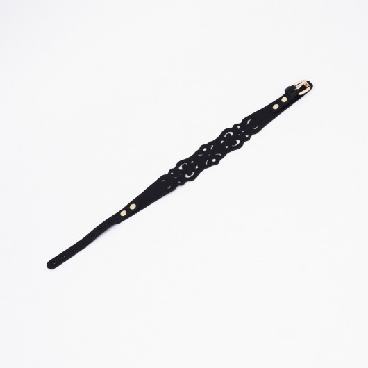 Черный ажурный чокер с золотистой фурнитурой - Crazy Handmade - купить с доставкой в Грозном