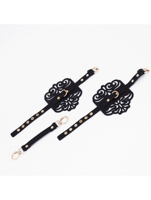 Черный фигурные оковы с золотистой фурнитурой - Crazy Handmade - купить с доставкой в Грозном