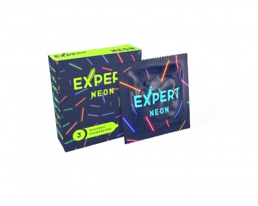 Светящиеся в темноте презервативы Expert Neon - 3 шт. - Expert - купить с доставкой в Грозном