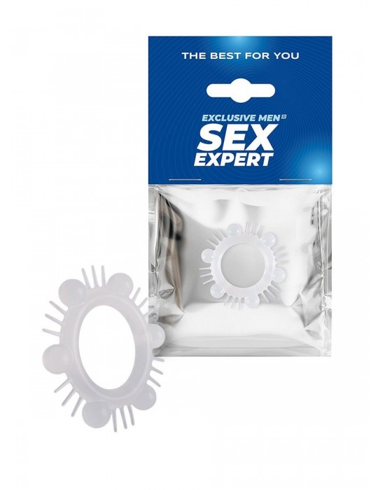 Эластичное эрекционное кольцо с шипиками и шариками - Sex Expert - в Грозном купить с доставкой