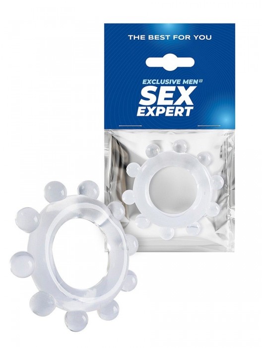 Прозрачное эрекционное кольцо со стимулирующими шариками - Sex Expert - в Грозном купить с доставкой