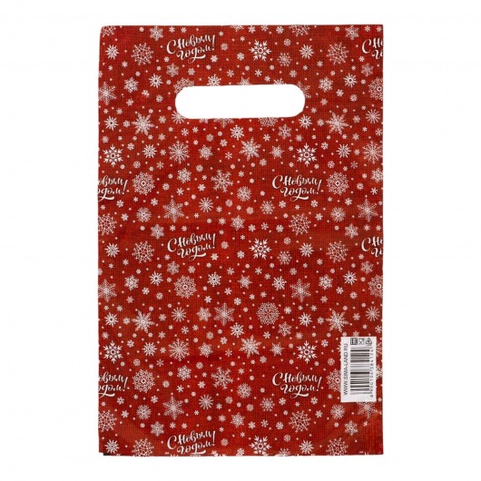 Красный подарочный новогодний пакет с вырубной ручкой (20х30 см) - Сима-Ленд - купить с доставкой в Грозном