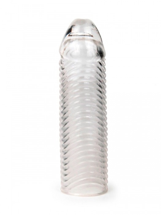 Прозрачная закрытая насадка на пенис с ребрышками - 16 см. - Sex Expert - в Грозном купить с доставкой