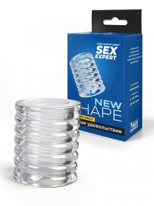 Прозрачная сквозная насадка на пенис с ребрышками - Sex Expert - в Грозном купить с доставкой