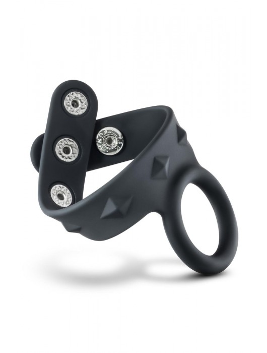 Черное эрекционное кольцо с подхватом мошонки на кнопках VS6 - Blush Novelties - в Грозном купить с доставкой