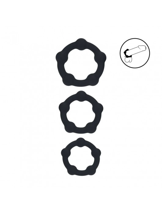 Набор из 3 эрекционных колец Beaded Silicone Cockring Set - Shots Media BV - в Грозном купить с доставкой