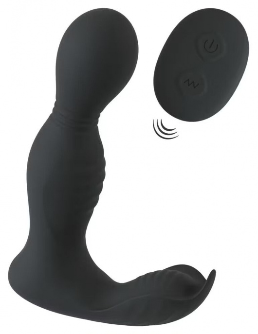 Черная анальная пробка с вибрацией, вращением и пультом ДУ RC Butt Plug with 2 Functions - Orion - в Грозном купить с доставкой