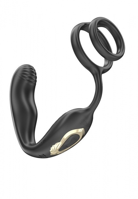 Черная анальная пробка с вращением и эрекционными кольцами - Ibiza - в Грозном купить с доставкой