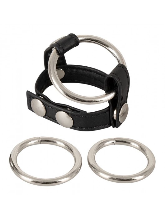 Подхват для мошонки с 3 съемными эрекционными кольцами Leder-Riemen - Orion - в Грозном купить с доставкой