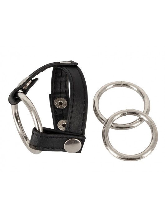 Подхват для мошонки с 3 съемными эрекционными кольцами Leder-Riemen - Orion - в Грозном купить с доставкой