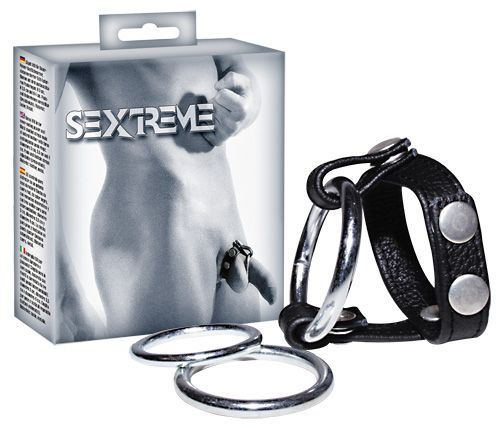 Подхват для мошонки с 3 съемными эрекционными кольцами Leder-Riemen - Orion - в Грозном купить с доставкой