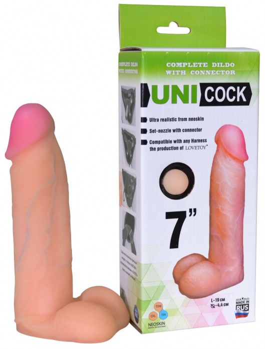 Фаллическая насадка Харнесс UNICOCK 7  - 19 см. - LOVETOY (А-Полимер) - купить с доставкой в Грозном