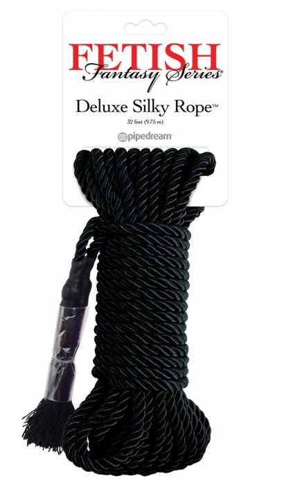 Черная веревка для фиксации Deluxe Silky Rope - 9,75 м. - Pipedream - купить с доставкой в Грозном