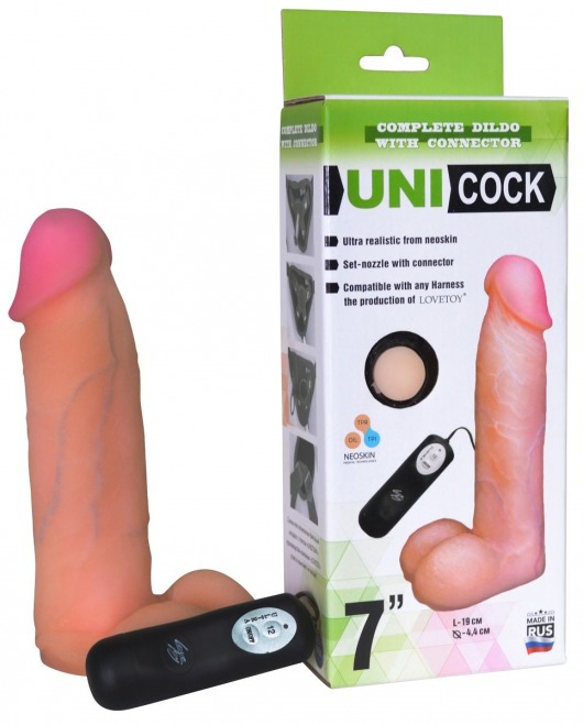 Фаллическая насадка Харнесс UNICOCK 7  с вибрацией - 19 см. - LOVETOY (А-Полимер) - купить с доставкой в Грозном