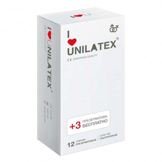 Ультратонкие презервативы Unilatex Ultra Thin - 12 шт. + 3 шт. в подарок - Unilatex - купить с доставкой в Грозном