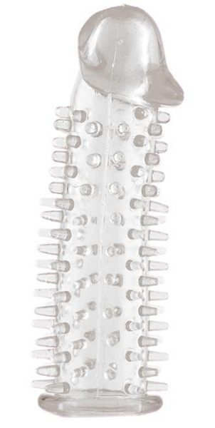 Прозрачная насадка на половой член с закрытой головкой и шипами - 12,5 см. - Toyfa Basic - в Грозном купить с доставкой