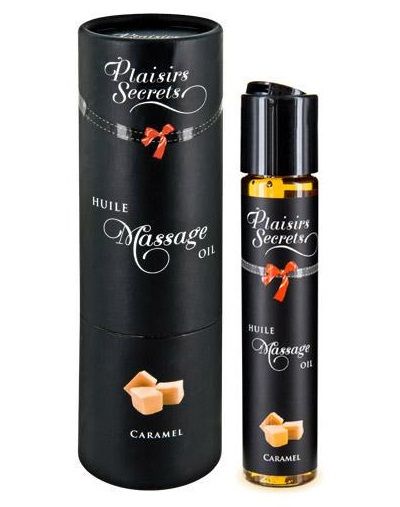 Массажное масло с ароматом карамели Huile de Massage Gourmande Caramel - 59 мл. - Plaisir Secret - купить с доставкой в Грозном