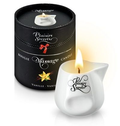 Массажная свеча с ароматом ванили Bougie Massage Gourmande Vanille - 80 мл. - Plaisir Secret - купить с доставкой в Грозном