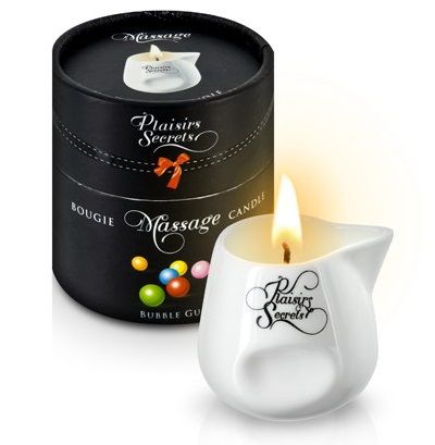 Массажная свеча с ароматом бубль-гума Bougie de Massage Gourmande Bubble Gum - 80 мл. - Plaisir Secret - купить с доставкой в Грозном