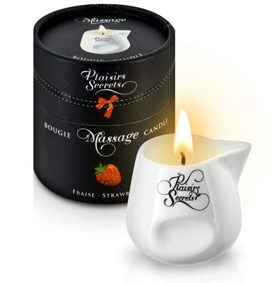 Массажная свеча с ароматом клубники Bougie de Massage Gourmande Fraise - 80 мл. - Plaisir Secret - купить с доставкой в Грозном