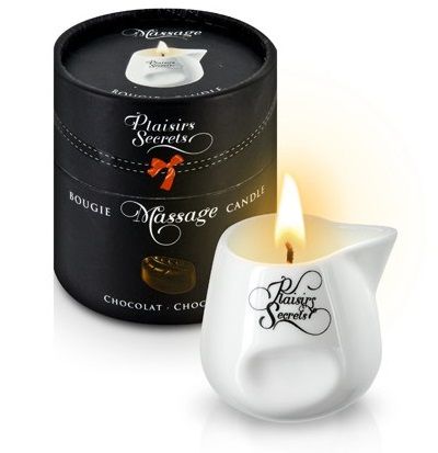 Массажная свеча с ароматом шоколада Bougie de Massage Gourmande Chocolat - 80 мл. - Plaisir Secret - купить с доставкой в Грозном