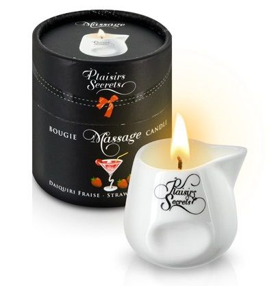Массажная свеча с ароматом клубничного дайкири Bougie de Massage Daikiri Fraise - 80 мл. - Plaisir Secret - купить с доставкой в Грозном