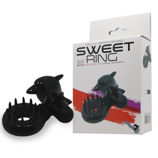 Чёрное эрекционное виброкольцо Sweet Ring с дельфинчиком - Baile - в Грозном купить с доставкой