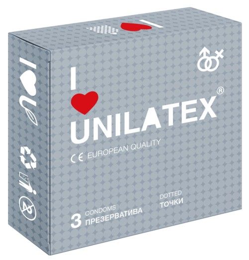 Презервативы с точками Unilatex Dotted - 3 шт. - Unilatex - купить с доставкой в Грозном