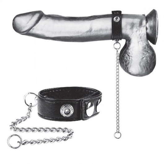 Утяжка на пенис с поводком Snap Cock Ring With 12  Leash - BlueLine - купить с доставкой в Грозном