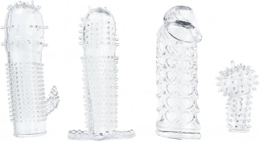 Набор из 4 насадок на член Pleasured Penis Enhancement Sleeve 4 Pack - XR Brands - в Грозном купить с доставкой